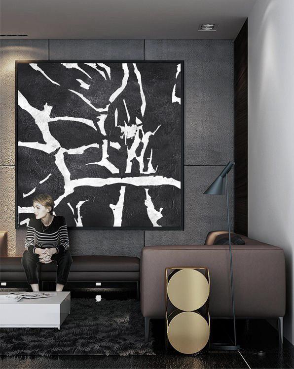 Minimal Black and White Painting #MN5A - Click Image to Close